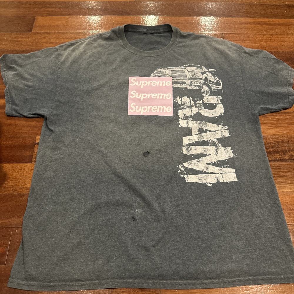 Supreme x Asspizza Triple Box Logo T-Shirt 2025 Men’s XL Burn Holes Thrashed Ram